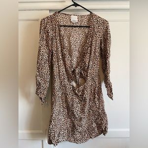 Cheetah print dress with tie detail on top